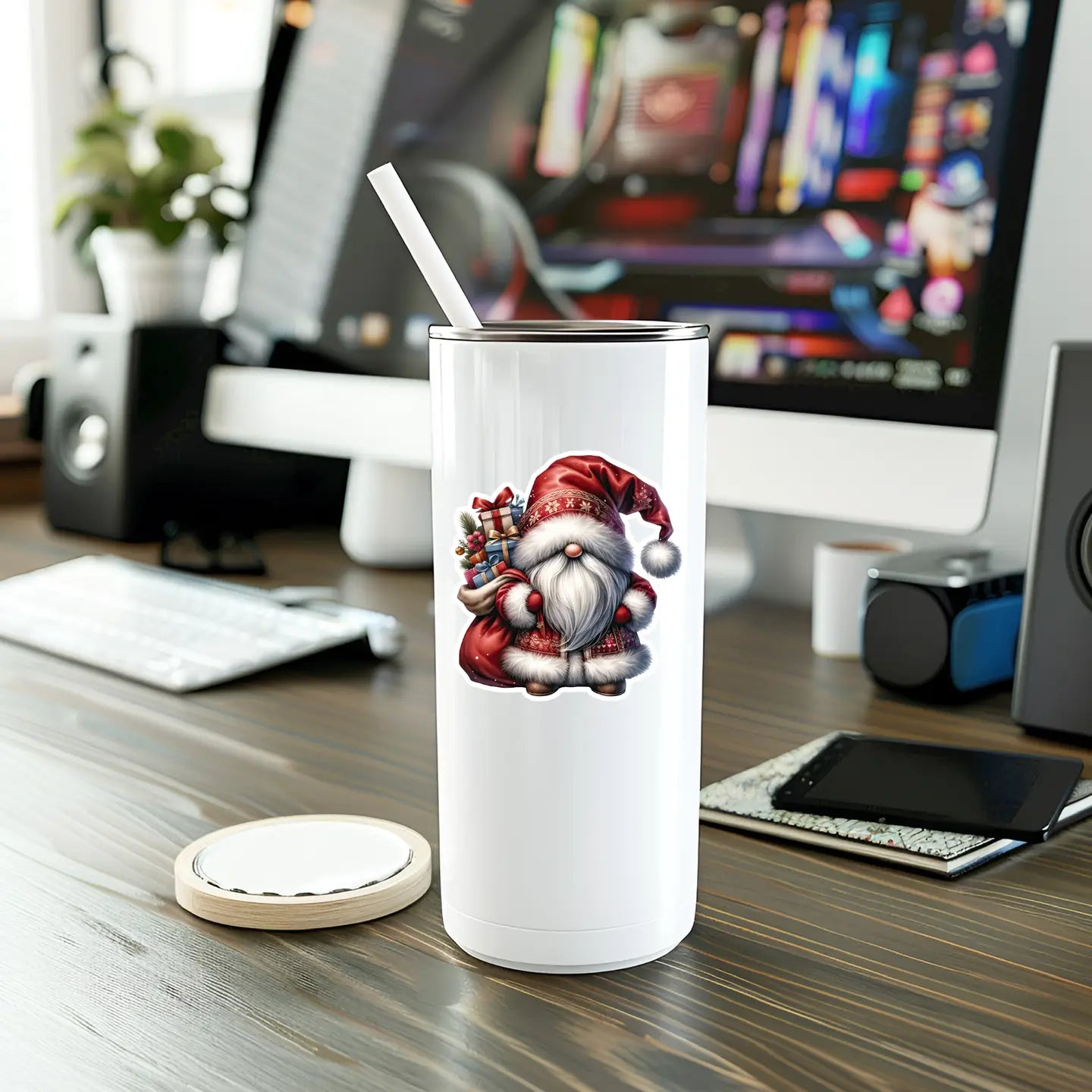 Adorable Santa Gnome Sticker