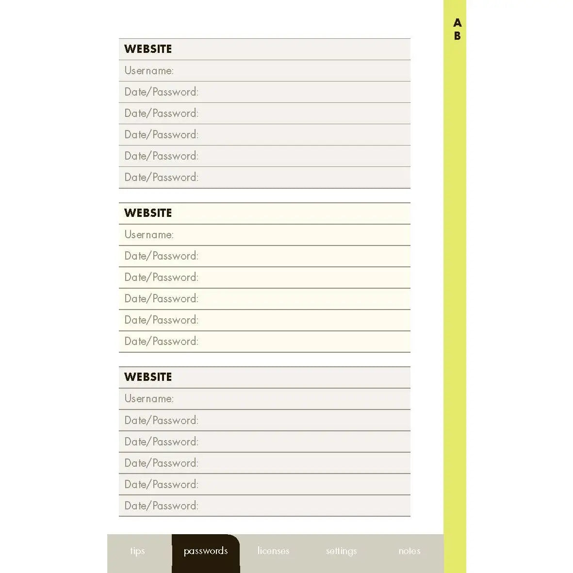 Internet Password Logbook-Pattern Edition