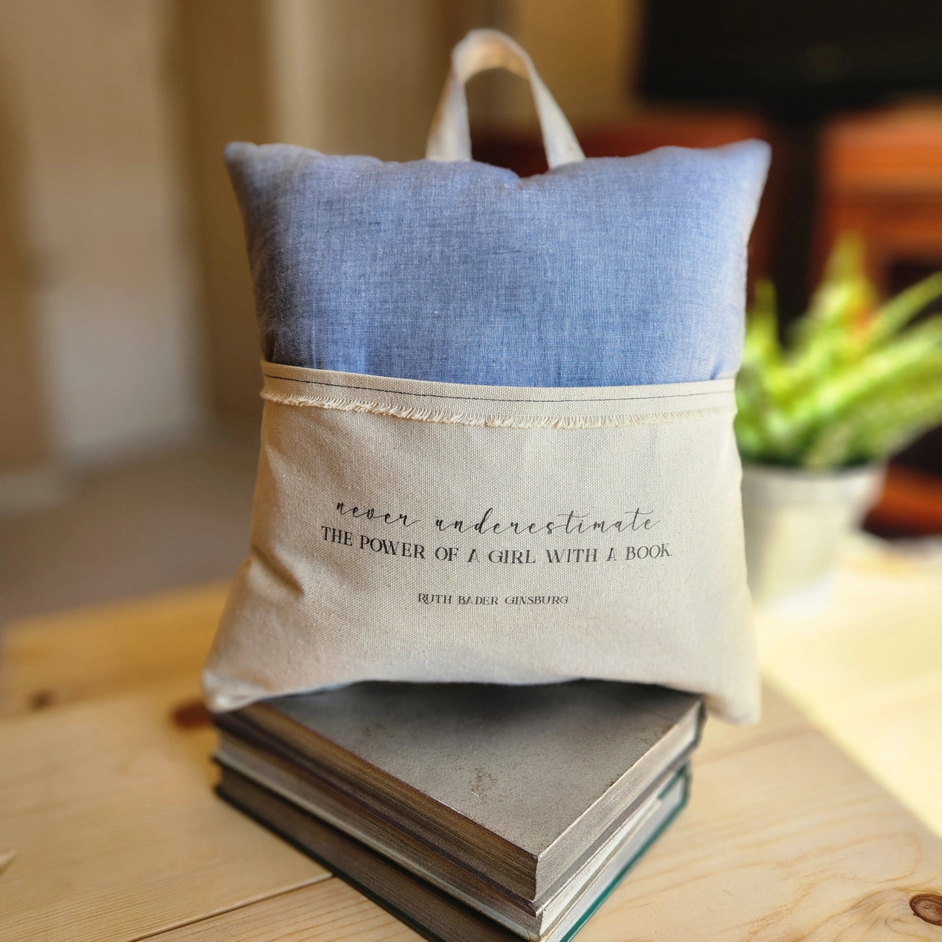 Reading Pillow: Never Underestimate The Power Of A Girl With A Book