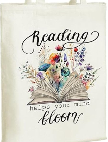 Reading Helps Your Mind Bloom Canvas Tote
