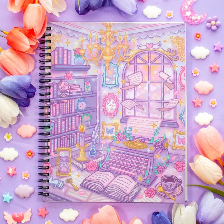 Pastel Academia Spiral Lined Notebook (7x9")