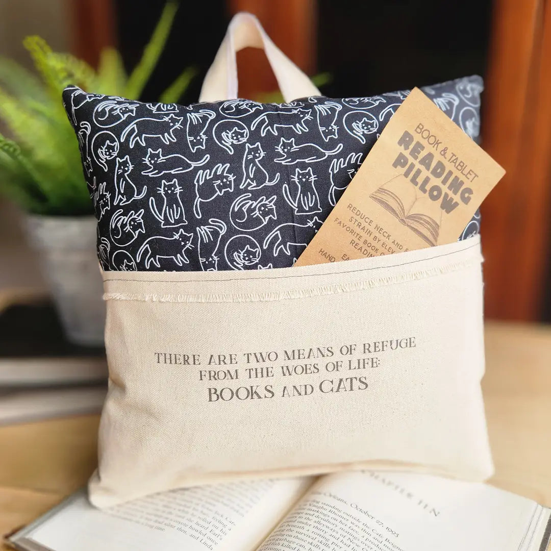 Reading Pillow: Books and Cats