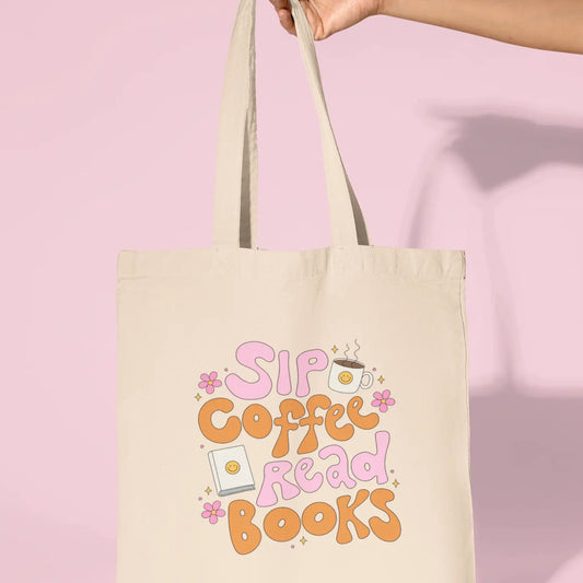 Sip Coffee Read Books Tote Bag
