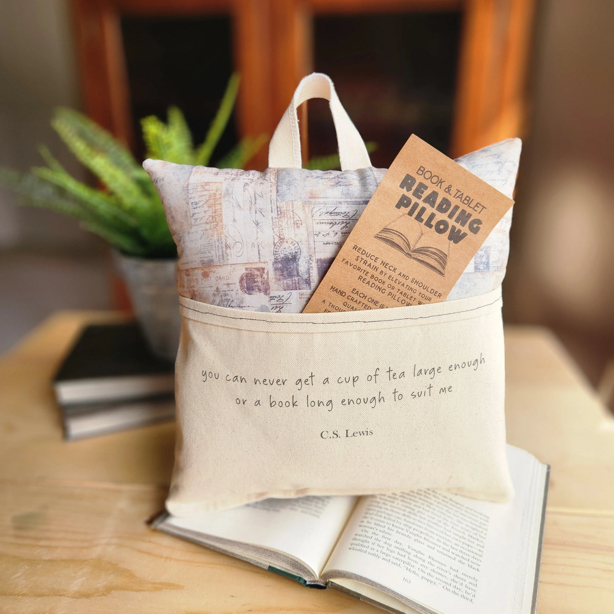 Reading Pillow: You Can Never Get a Cup of Tea Large Enough...C.S. Lewis