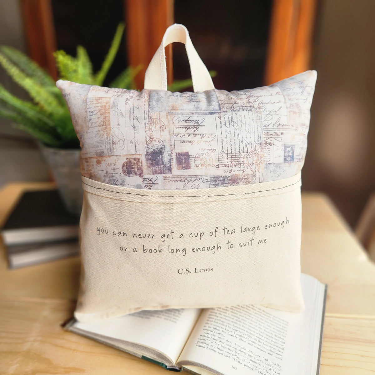 Reading Pillow: You Can Never Get a Cup of Tea Large Enough...C.S. Lewis