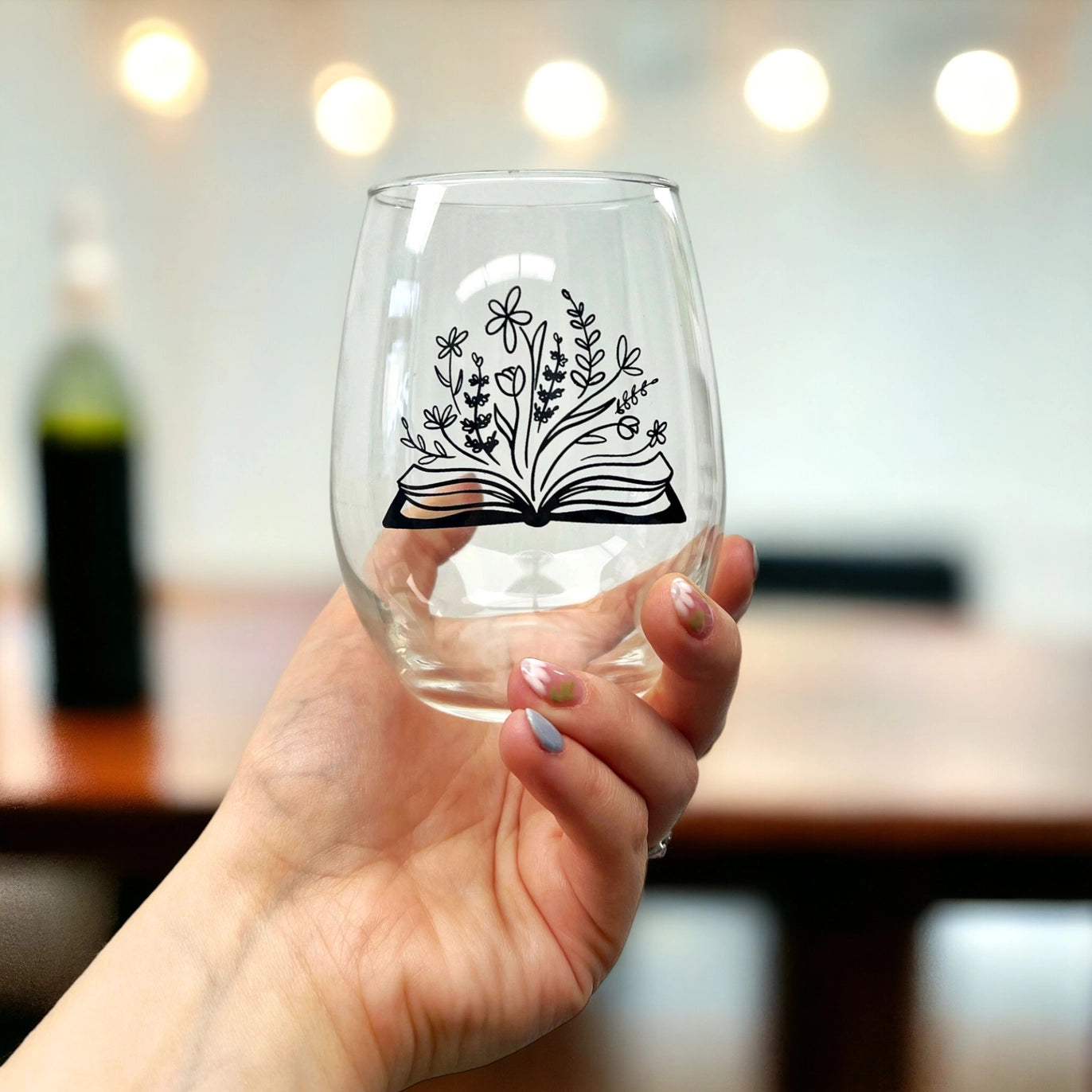 Botanical Library Bookish Stemless Wine Glass