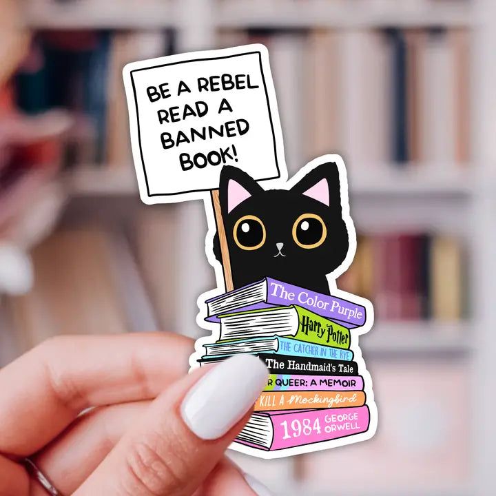 Banned Books Rebel Cat Sticker