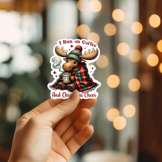 Christmas Coffee Moose Sticker