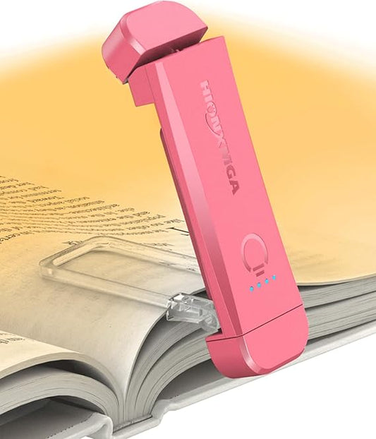 HIONXMGA Book Reading Light & Bookmark In One (Pink)