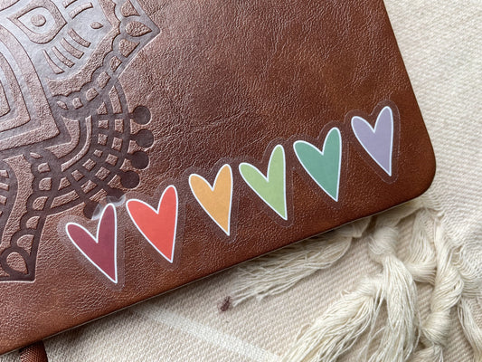 Clear Rainbow Hearts Waterproof Sticker