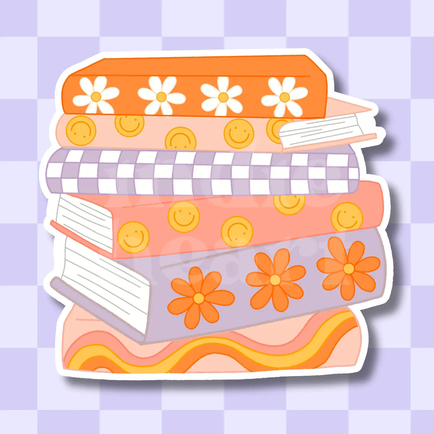 Retro Book Stack Sticker