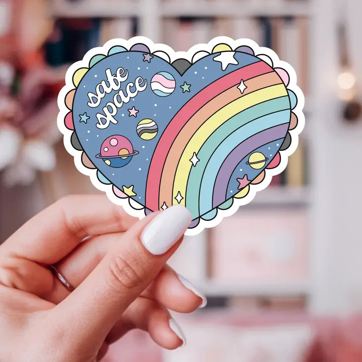 Safe Space Rainbow Heart Vinyl Sticker